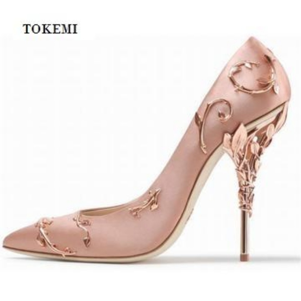 Luxury Satin Stillettos with flower heel.